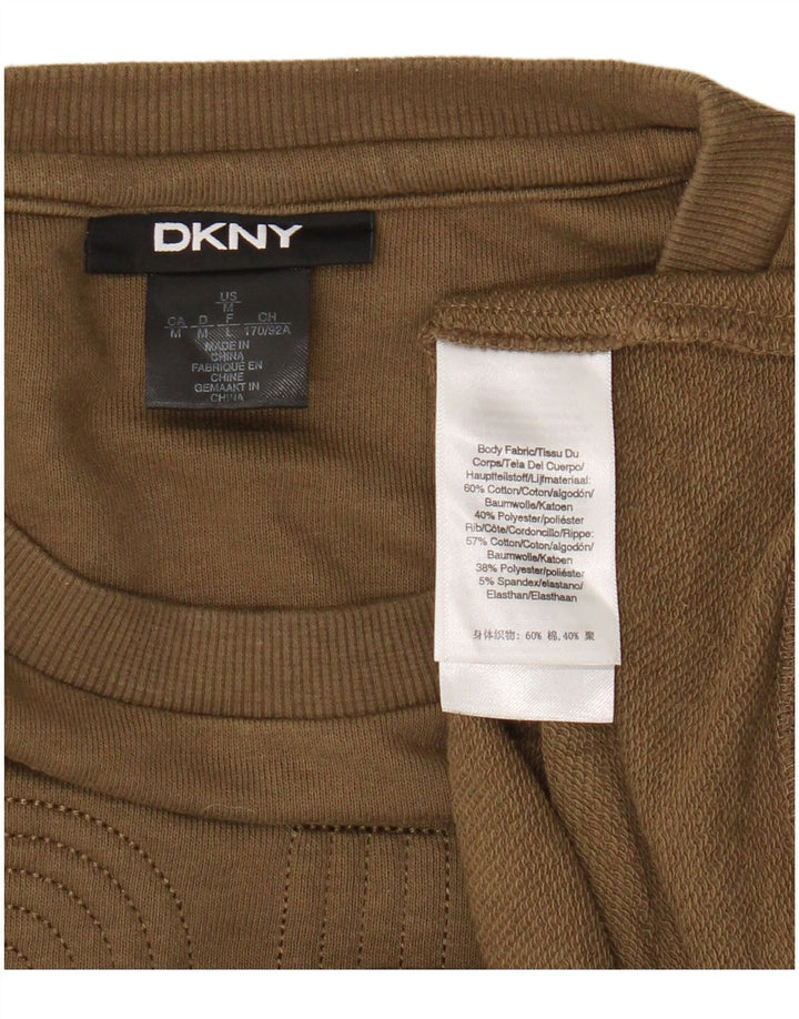 Dkny Dame Grafisk Sweatshirt Jumper UK 14 Medium Khaki Bomuld