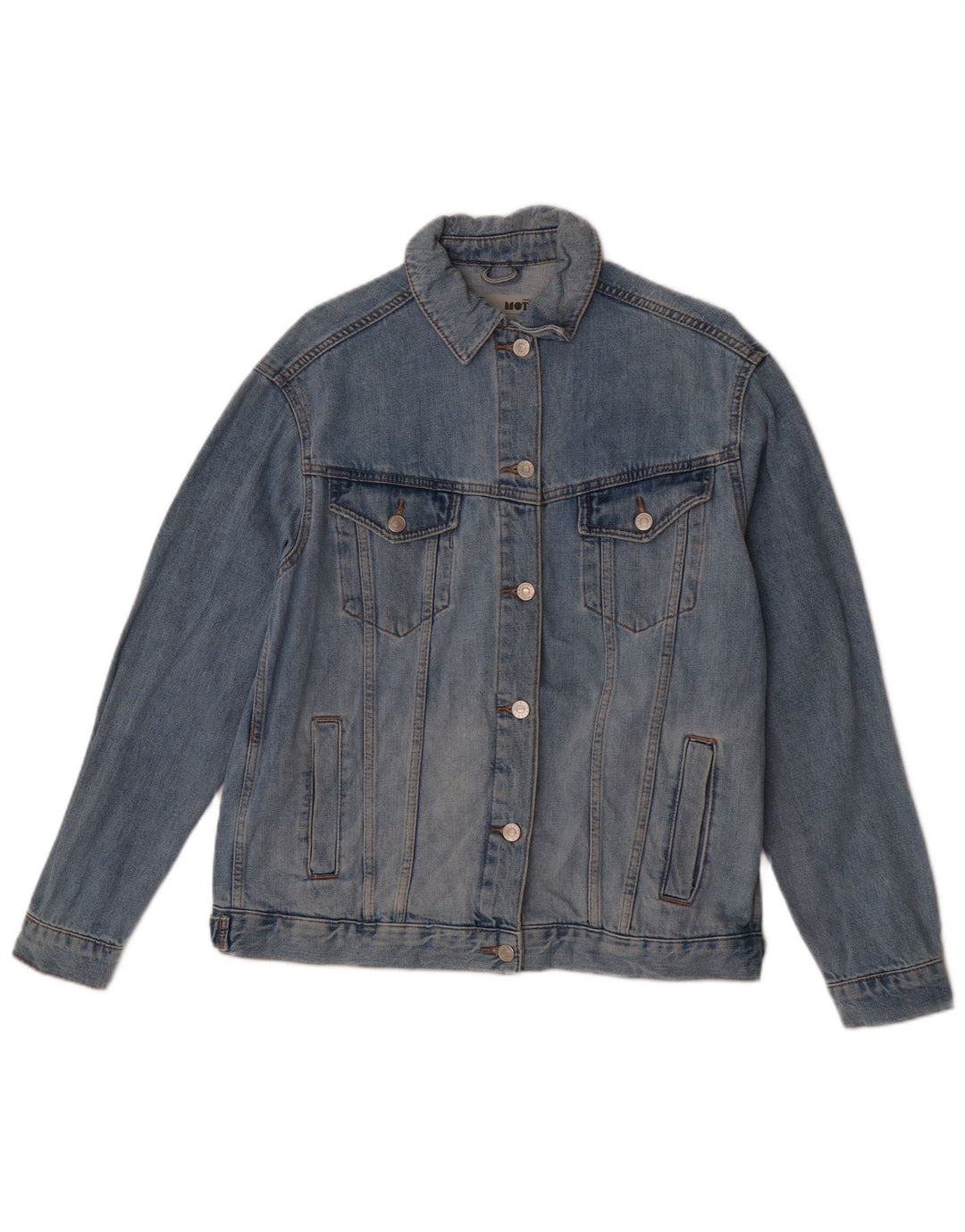 Topshop Dame Oversized Denim Jacket UK 10 Small Blue Cotton
