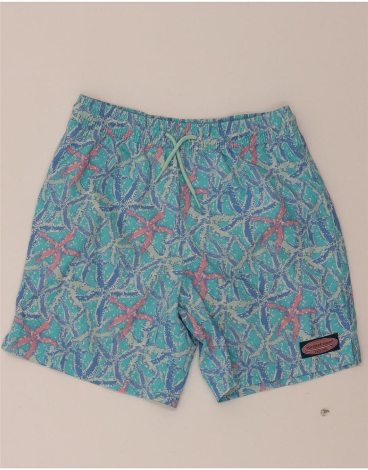 VINEYARD VINES Womens Abstract Pattern Sport Shorts UK 12 Medium Blue Vintage Vineyard Vines and Second-Hand Vineyard Vines from Messina Hembry 