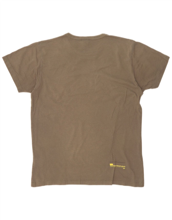 Diesel Herre grafisk T-shirt Top Medium Khaki Colourblock Bomuld