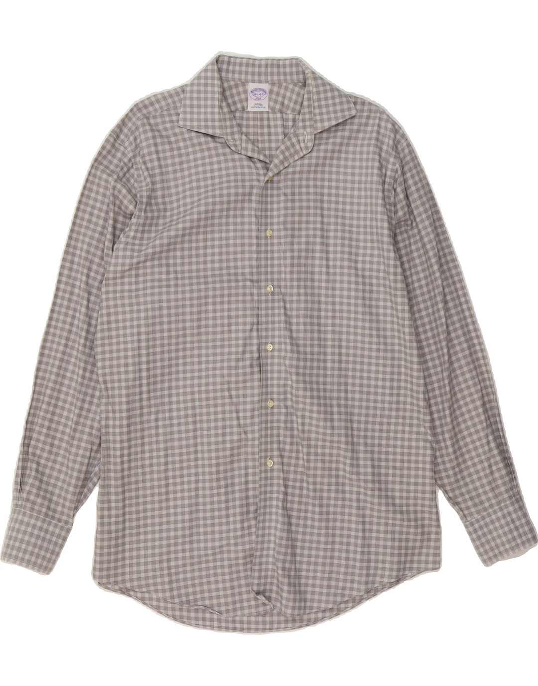 BROOKS BROTHERS Mens 346 Slim Fit Shirt Size 16 1/2 Large Grey Check Vintage Brooks Brothers and Second-Hand Brooks Brothers from Messina Hembry 