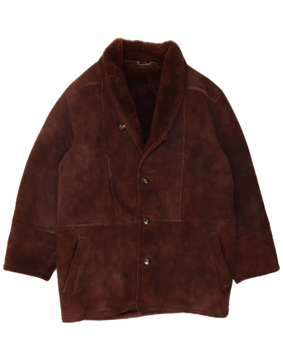 Vintage Herre Shearling Jacket IT 52 XL Brun