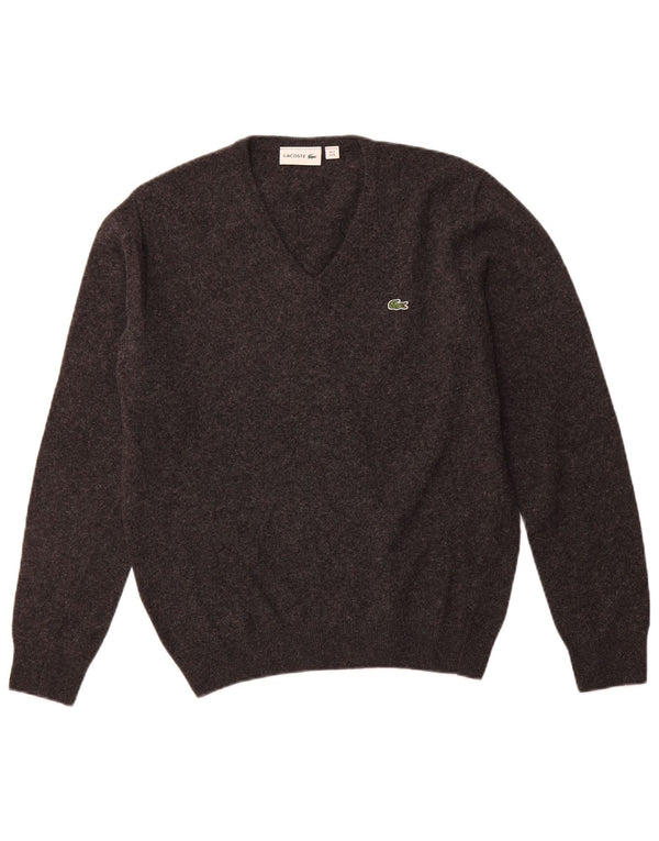 LACOSTE Herre V-hals sweater str. 4 Medium Grå Ny Uld