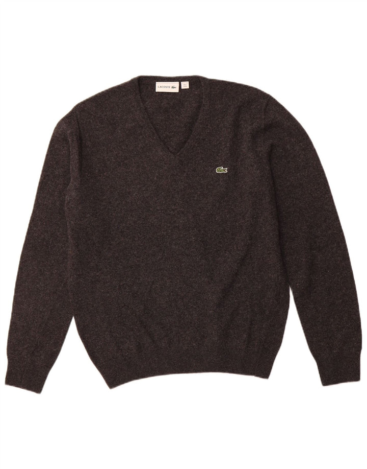LACOSTE Herre V-hals sweater str. 4 Medium Grå Ny Uld