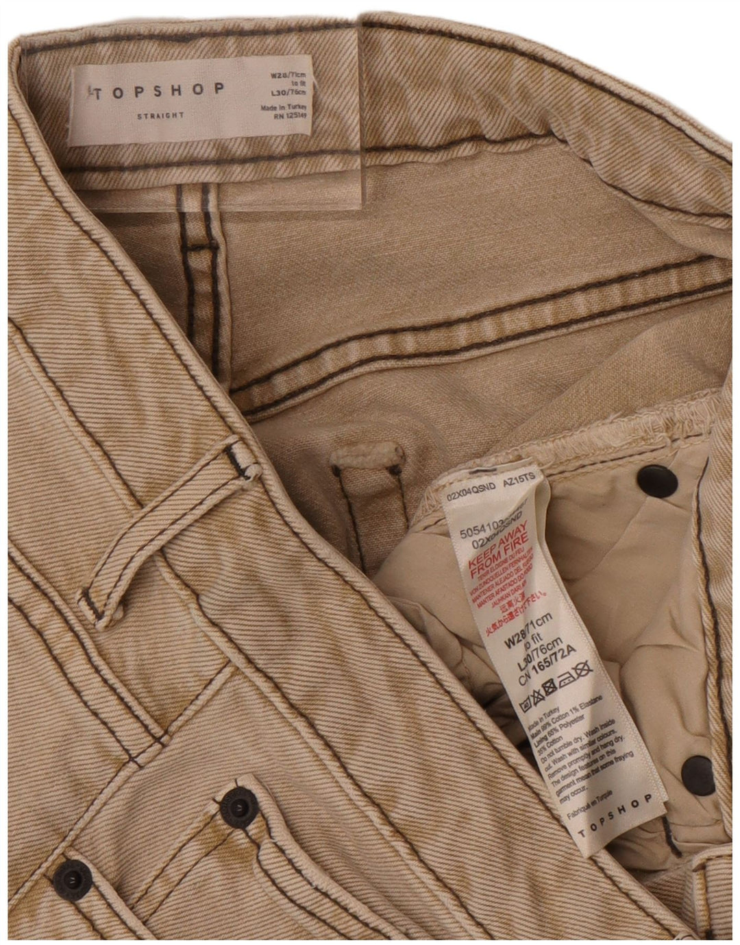 Topshop Dame Cropped Jeans W28 L25 Beige Bomuld
