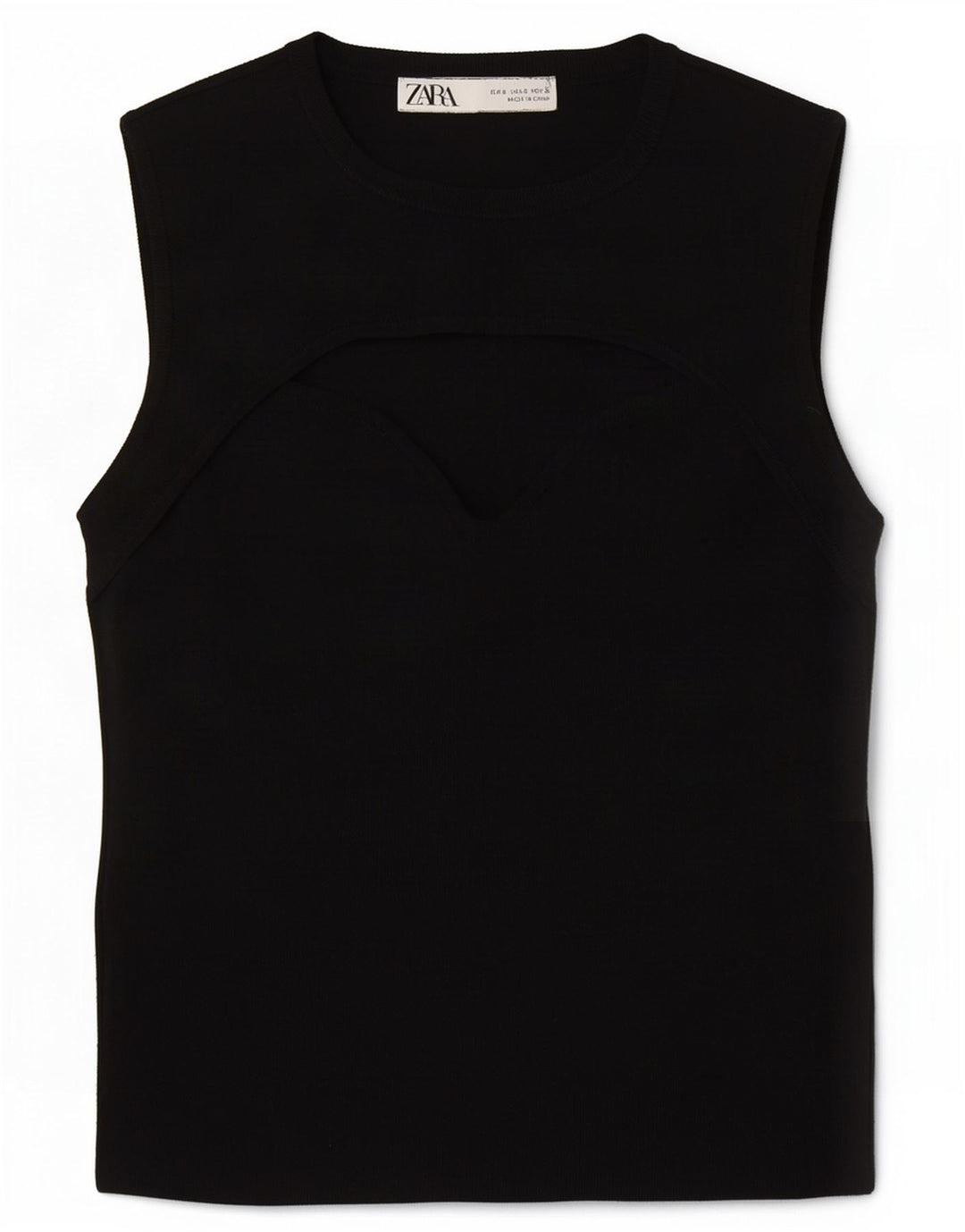 Zara Womens Crop Vest Top UK 8 Small Black Polyester
