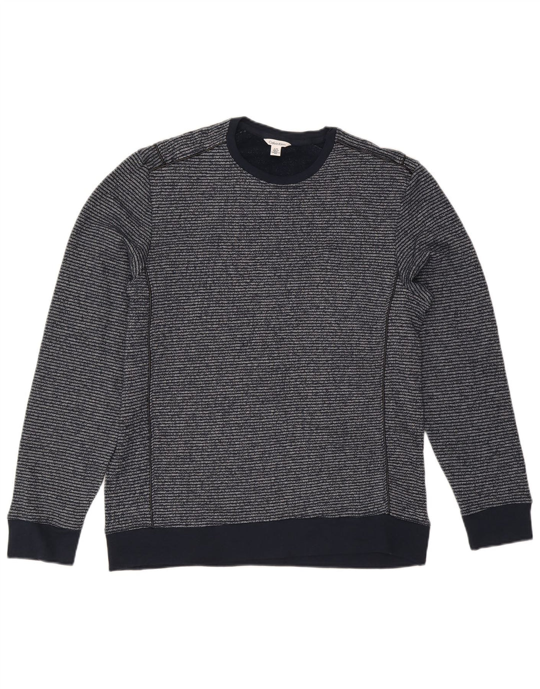 Calvin Klein Herre Sweatshirt Jumper Stor Marineblå Nålestribet Bomuld