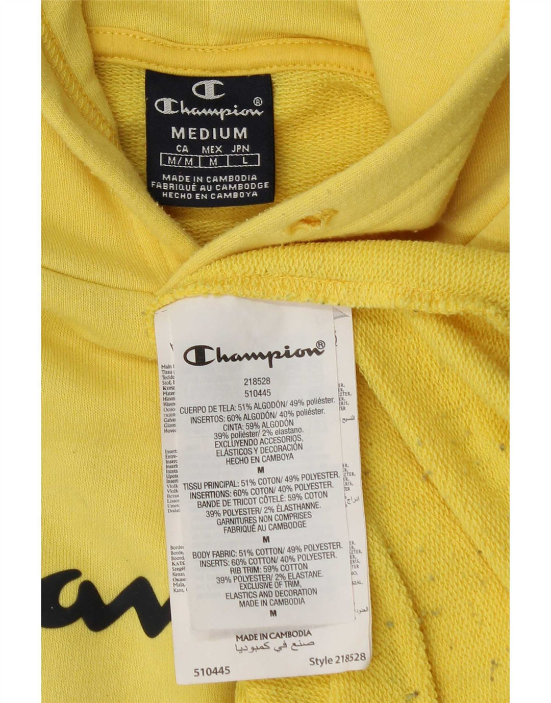 Champion Herre grafisk hættetrøje Jumper Medium Gul Bomuld