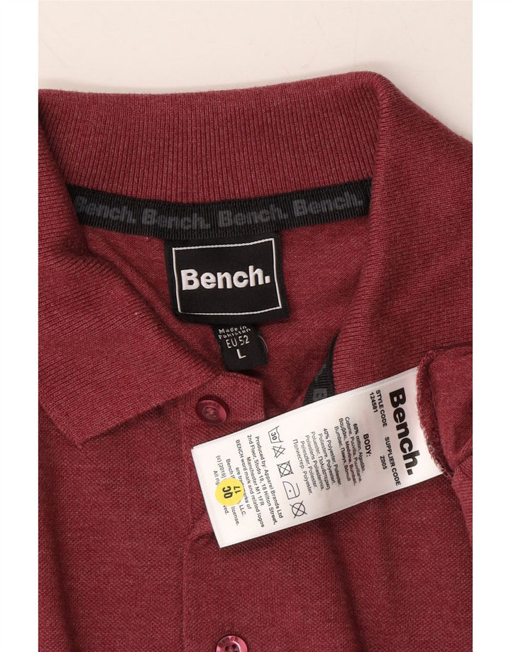 BENCH Mens Polo Shirt Large Maroon Cotton Vintage Bench and Second-Hand Bench from Messina Hembry 