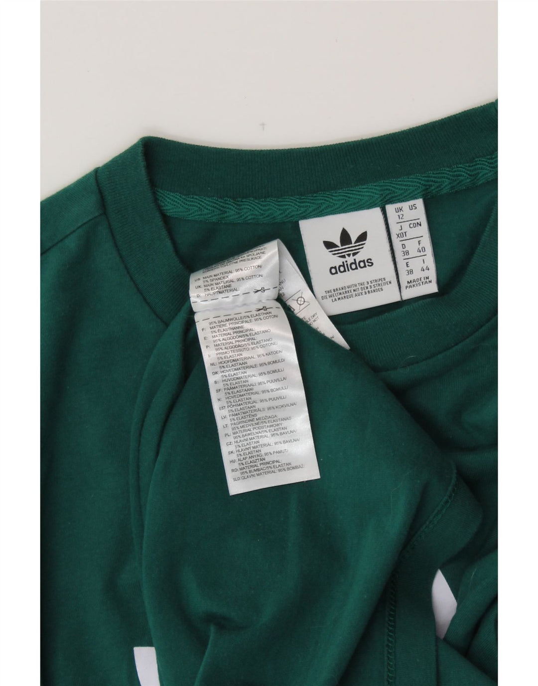 ADIDAS Grafisk T-shirt top til kvinder UK 12 Medium Grøn Bomuld