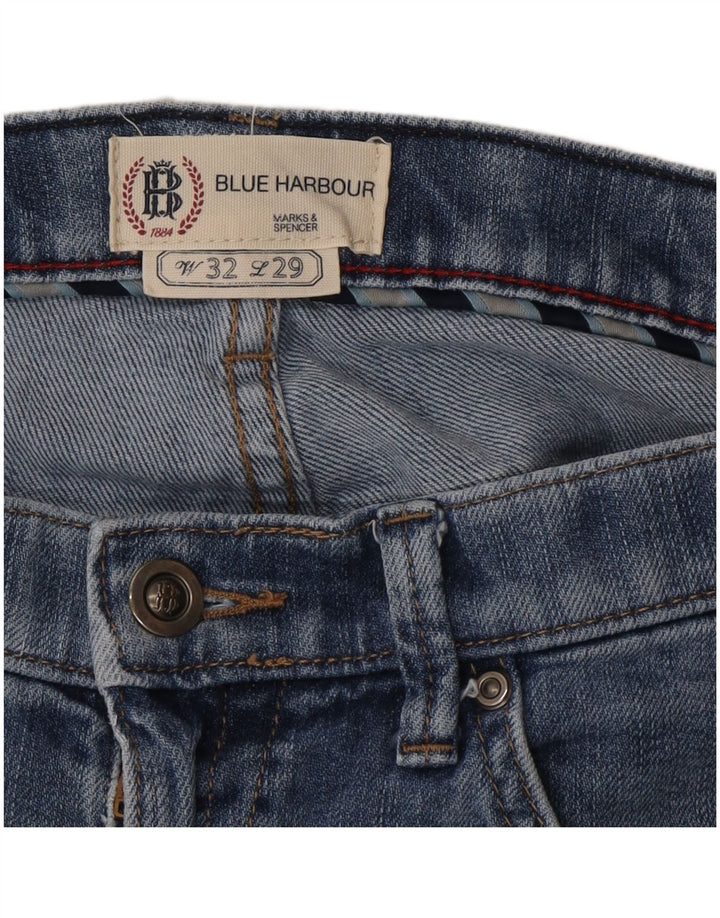 Marks & Spencer Herre Blue Harbor Straight Jeans W32 L29 Blå Bomuld