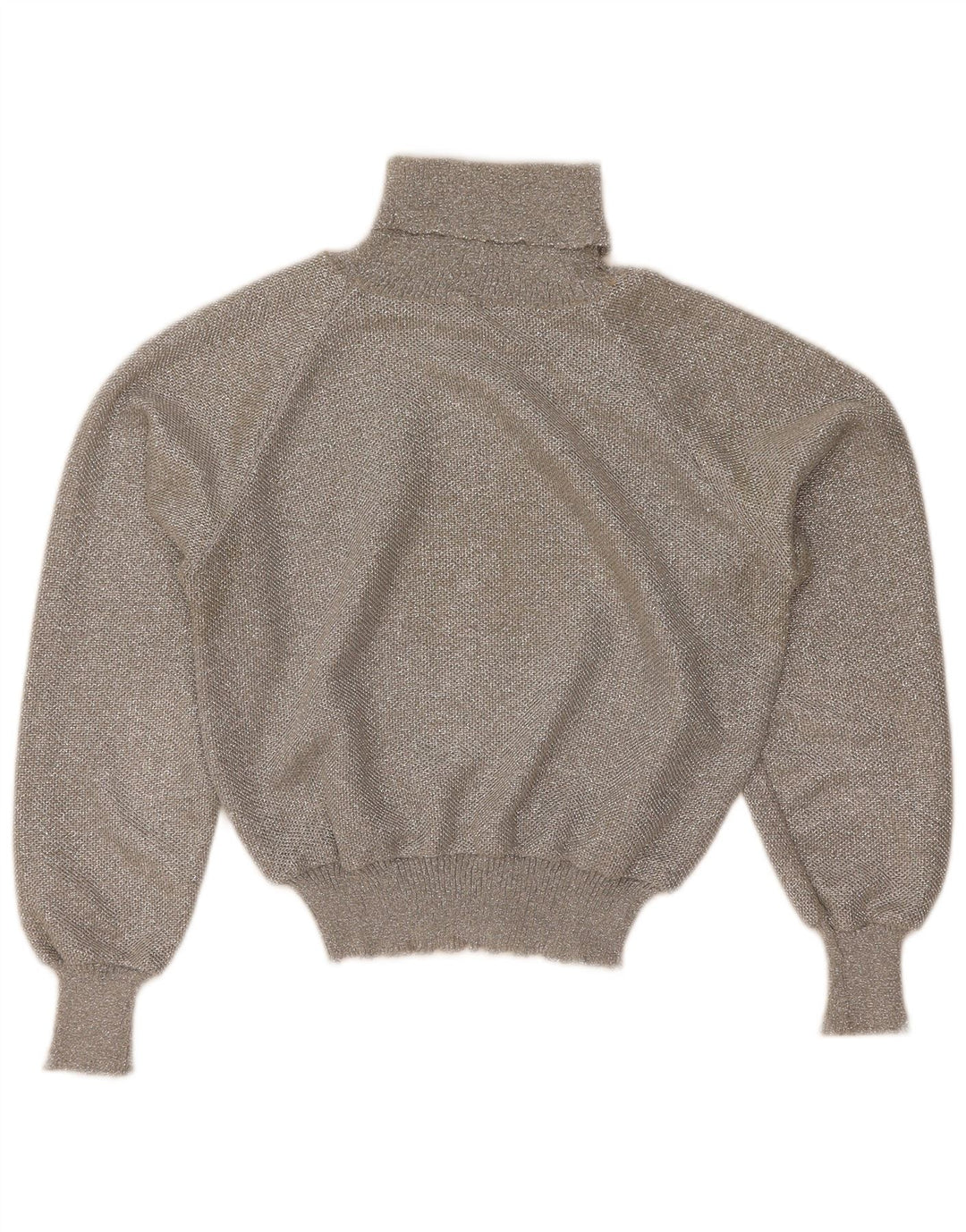 Vintage Dame Crop Roll Neck Jumper Sweater UK 12 Medium Grey