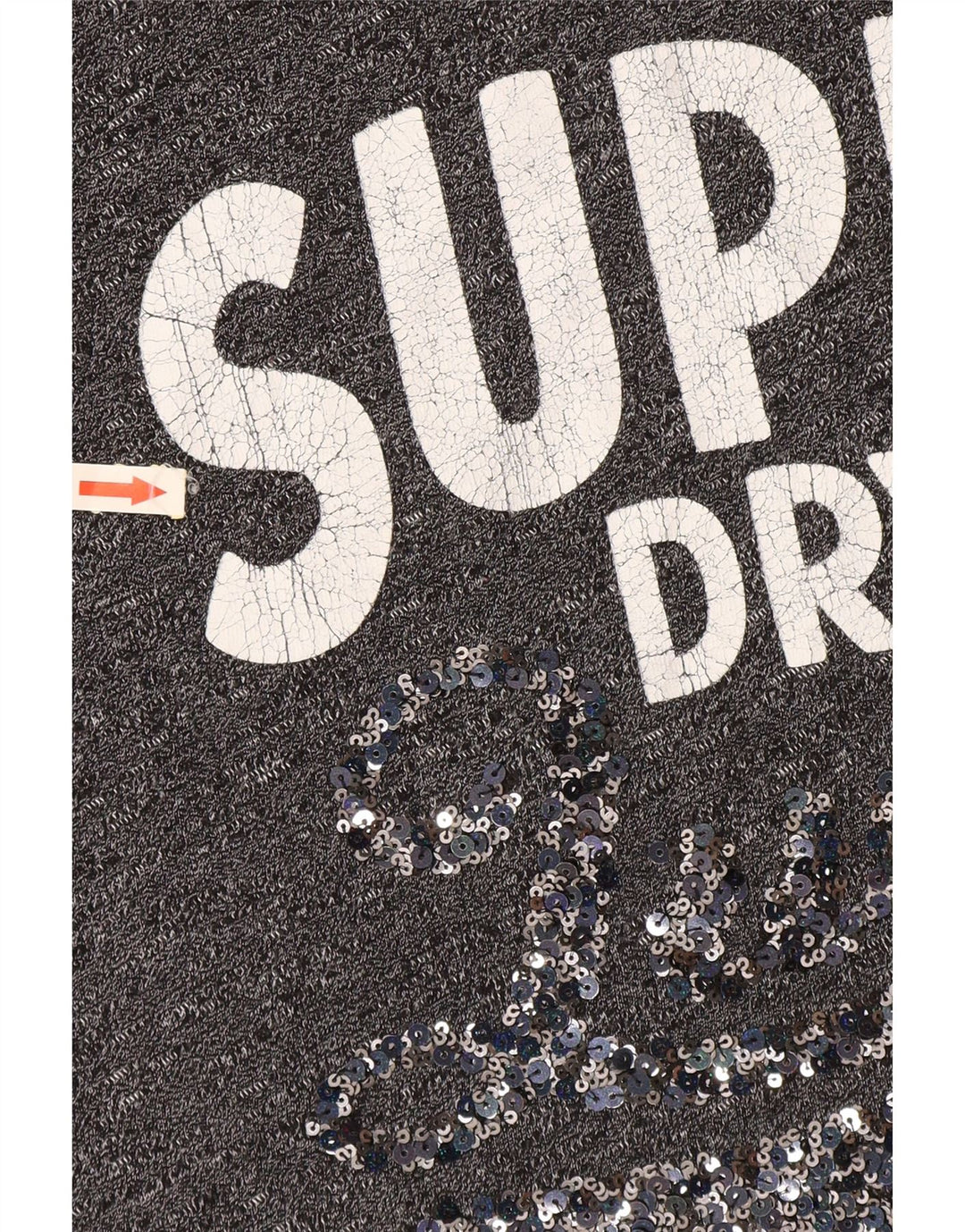 Superdry Grafisk T-shirttop til kvinder UK 16 Stor, grå flækket bomuld