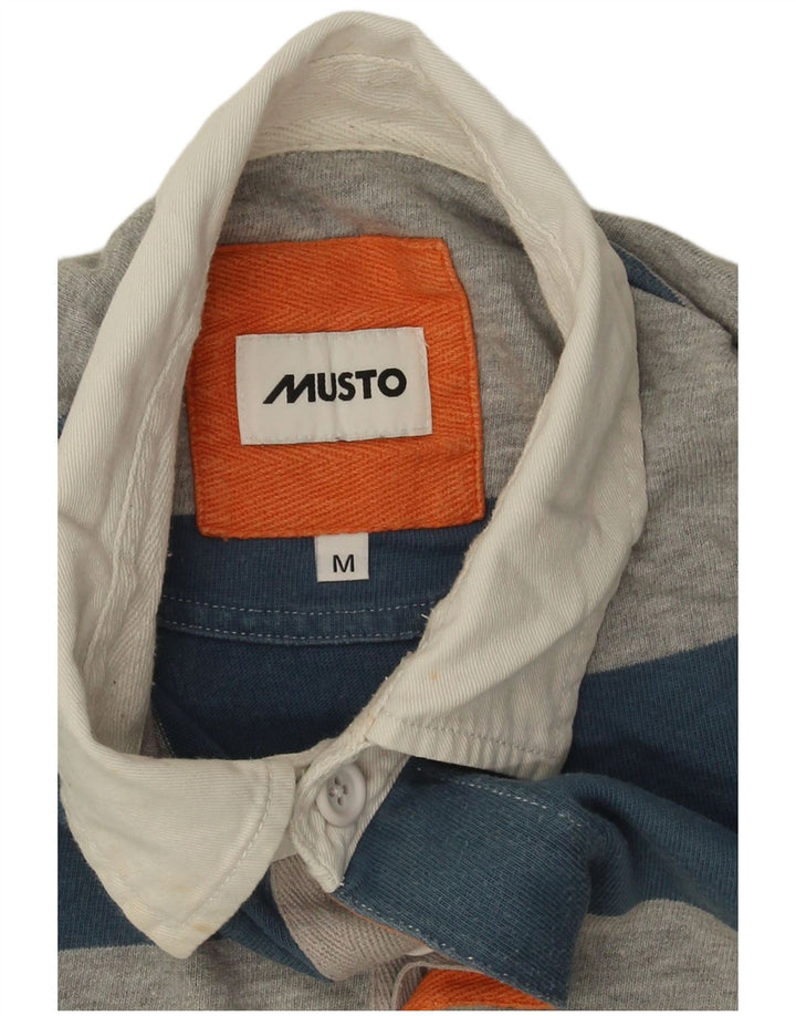 Musto Rugby Polo Shirt til mænd Medium blå stribet bomuld
