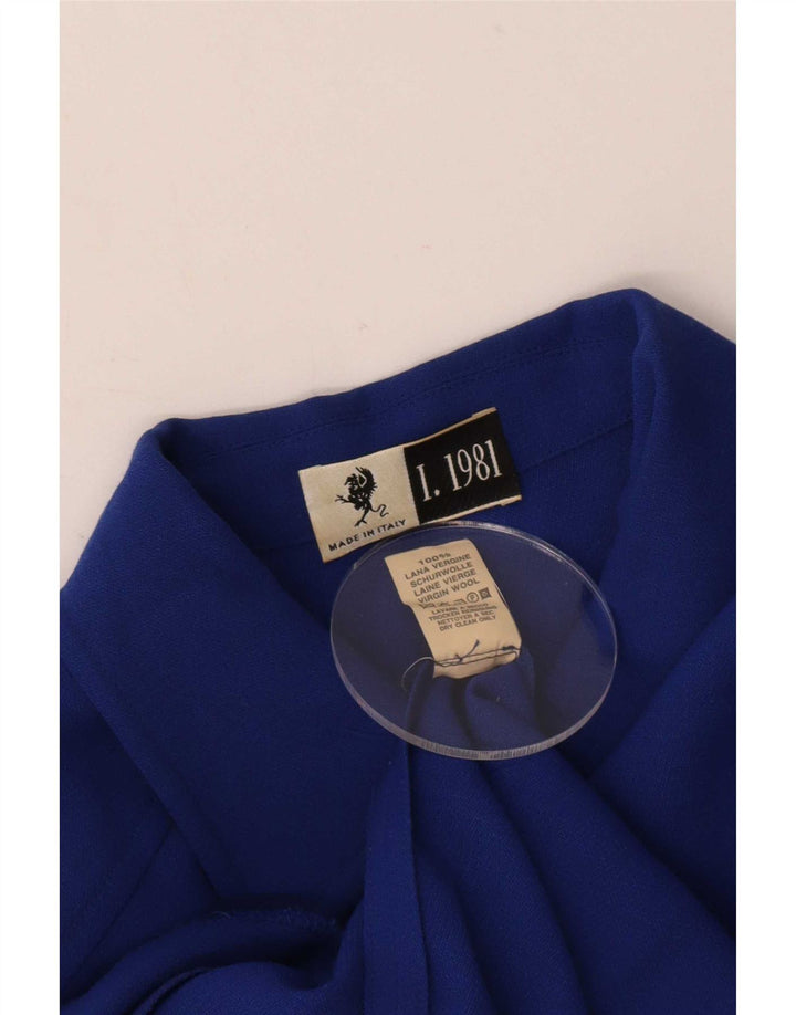 Vintage Womens 5 Button Blazer Jacket IT 48 XL Blue Virgin Wool