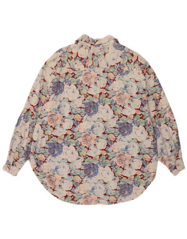 Vintage Kvinders Corduroy Shirt Bluse UK 20 2XL Multicolored Floral