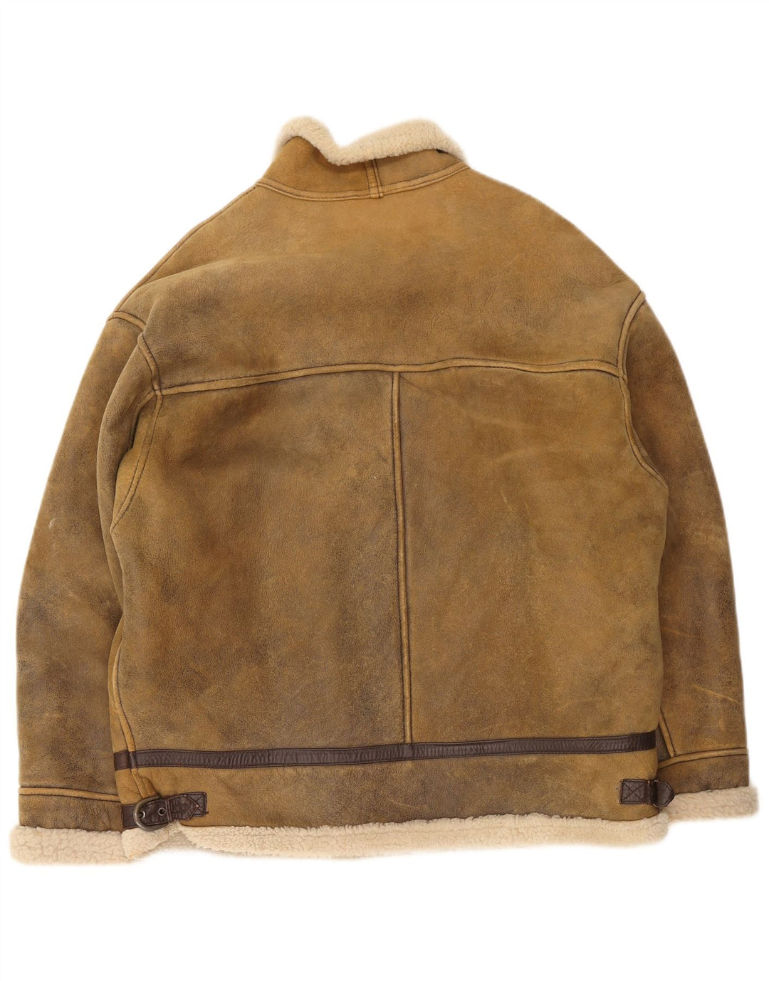 Vintage Herre Shearling Læderjakke UK 42 XL Brun