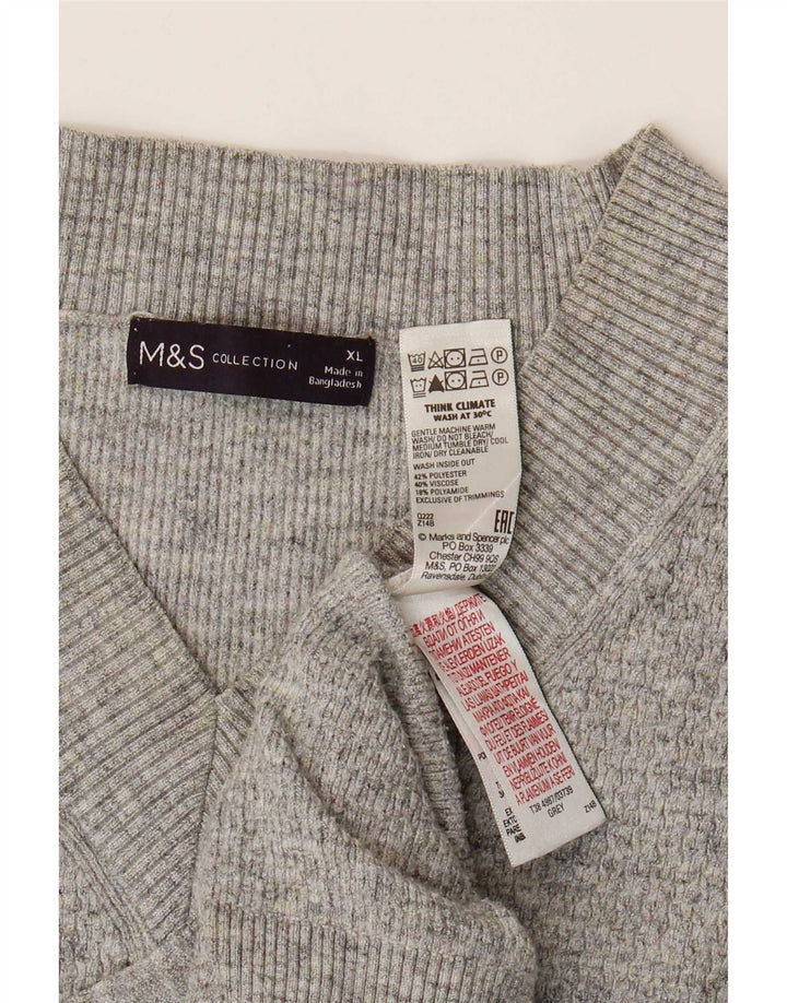 Marks & Spencer Dame V-hals sweater UK 18 XL Grå Polyester