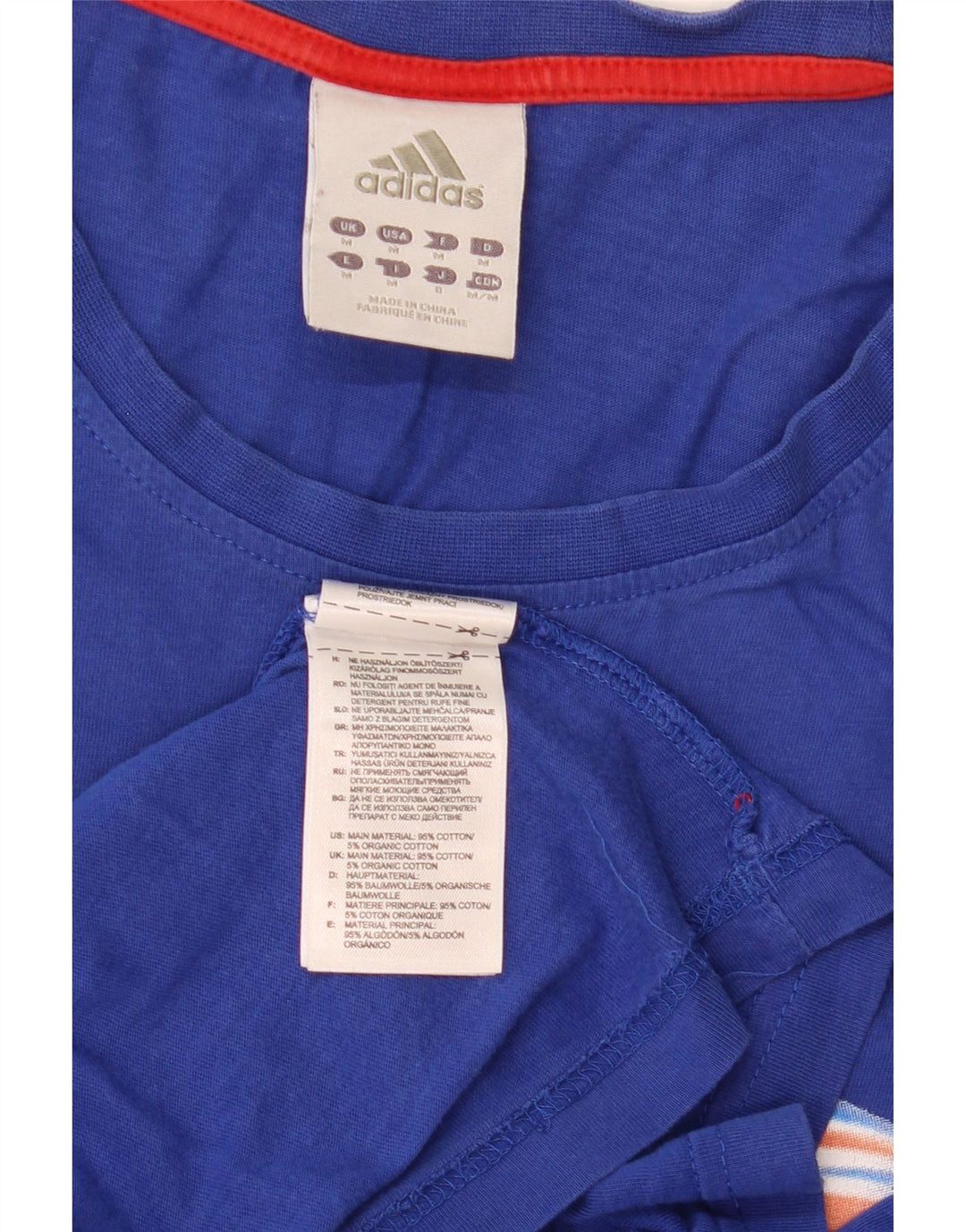 Adidas Grafisk T-shirt top mellemblå bomuld til mænd