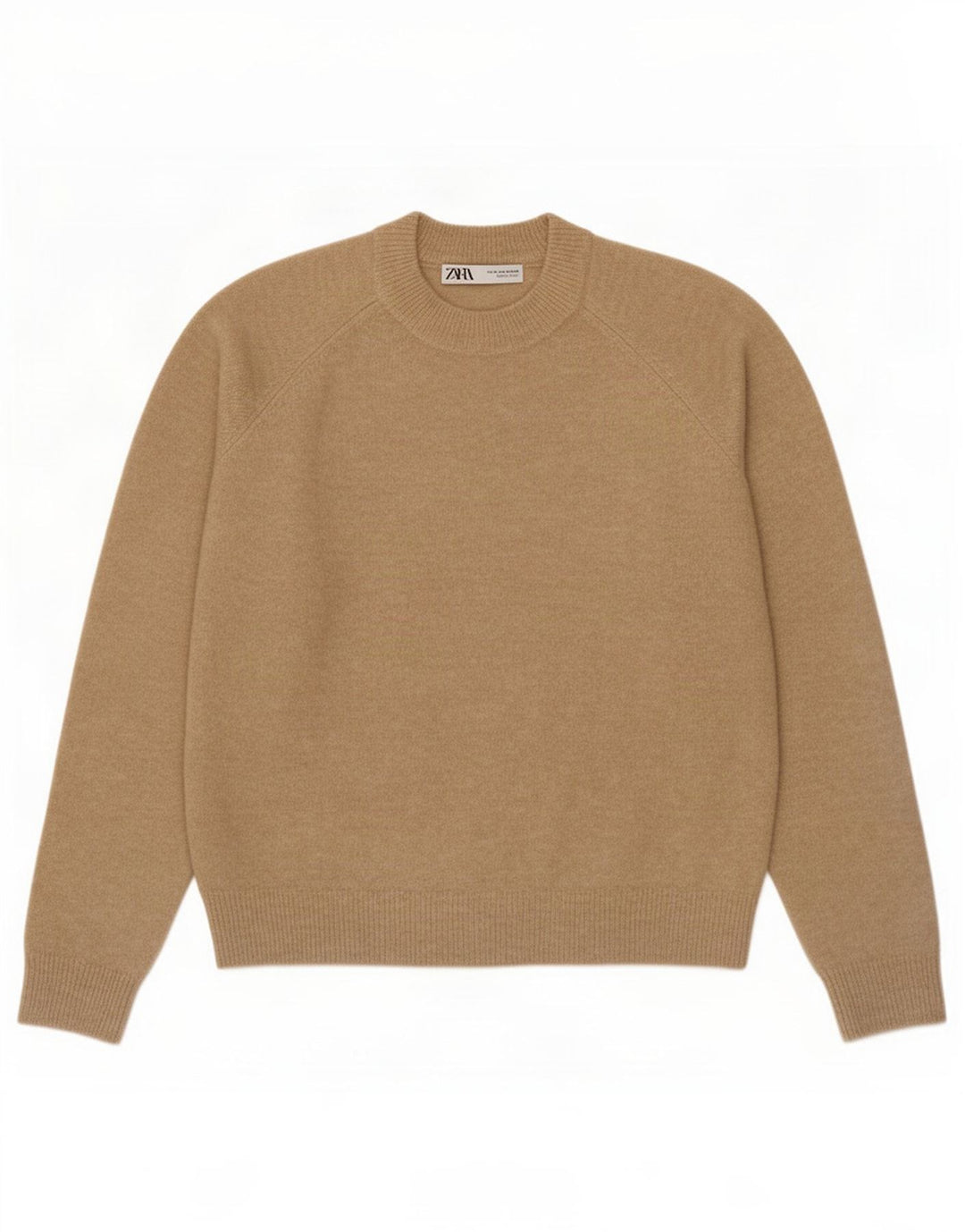 Zara Dame sweater med rund hals DK 14 Medium Beige Polyamid