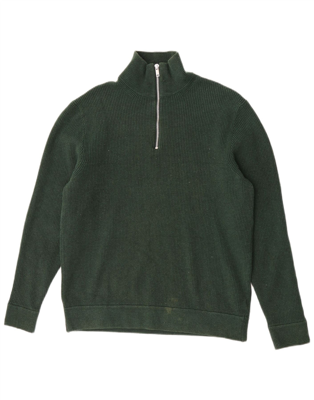 Marks & Spencer Herre Zip Neck Jumper Sweater Stor Grøn Polyester