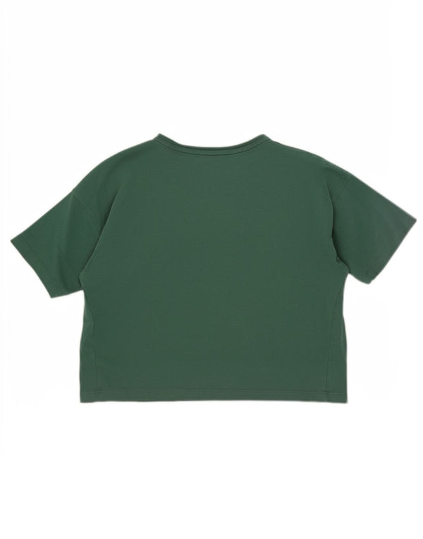 Puma Dame Loose Fit Crop Grafisk T-Shirt Top UK 4 XS Grøn