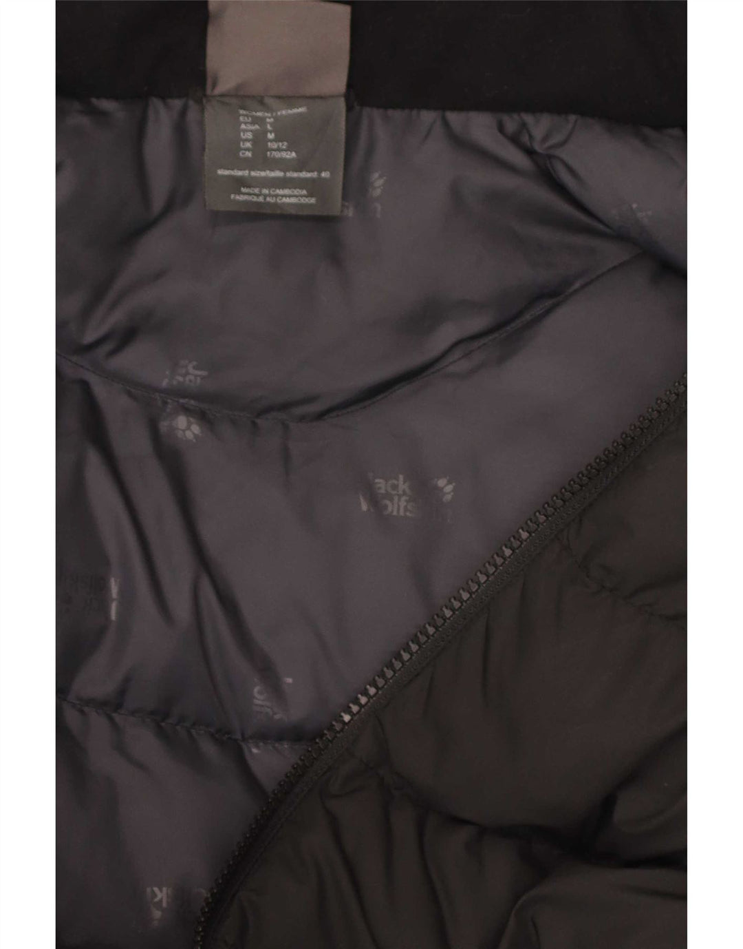 Jack Wolfskin Dame Hætte Polstret Frakke UK 10/12 Medium Sort Polyester