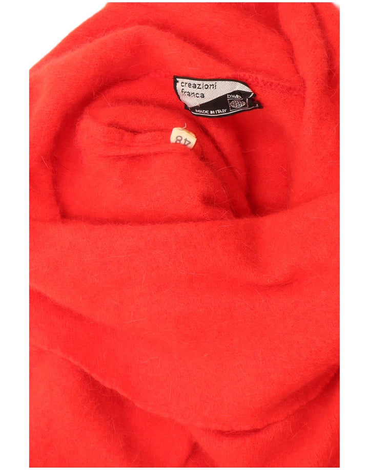 Vintage Dame Crop Roll Neck Jumper Sweater IT 48 XL Rød