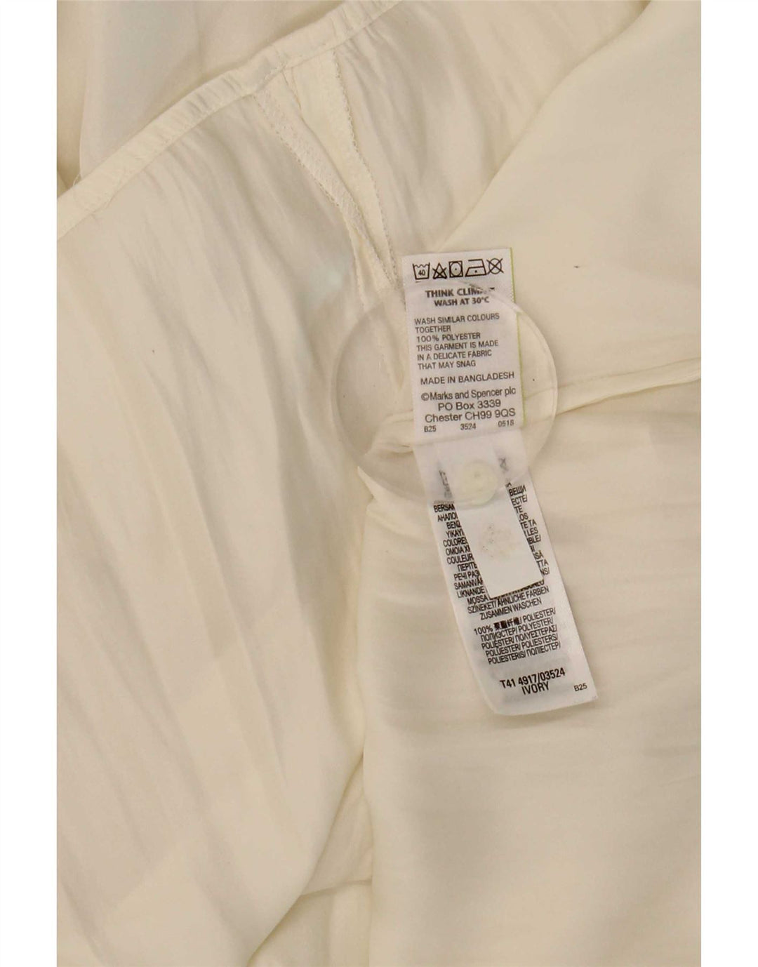 Marks & Spencer Dame Flæse Front Langærmet Bluse Top UK 18 XL Beige