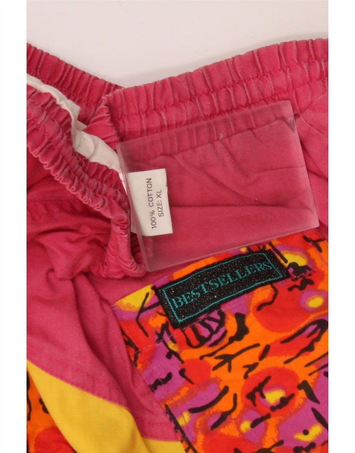 VINTAGE Badeshorts til mænd XL Pink geometrisk bomuld