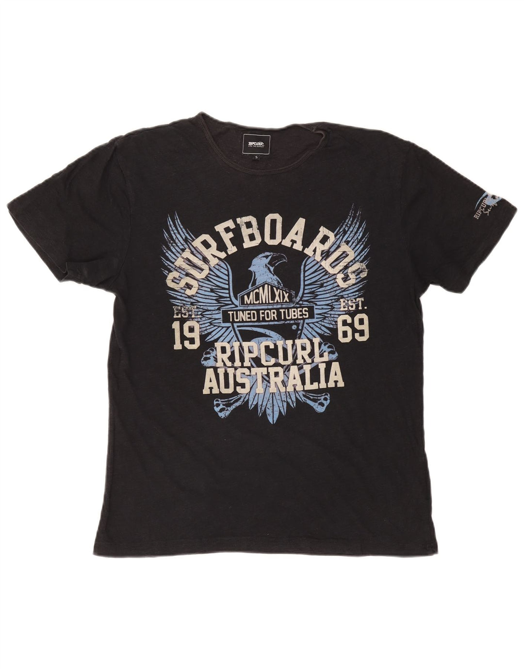 RIP CURL Herre grafisk T-shirt Top Lille Sort