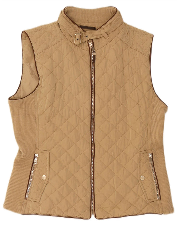 Zara Dame Quilted Gilet UK 18 XL Beige