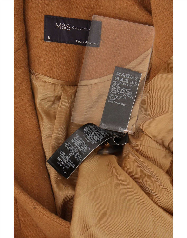 Marks & Spencer dobbeltradet frakke til kvinder UK 8 Lille beige polyester