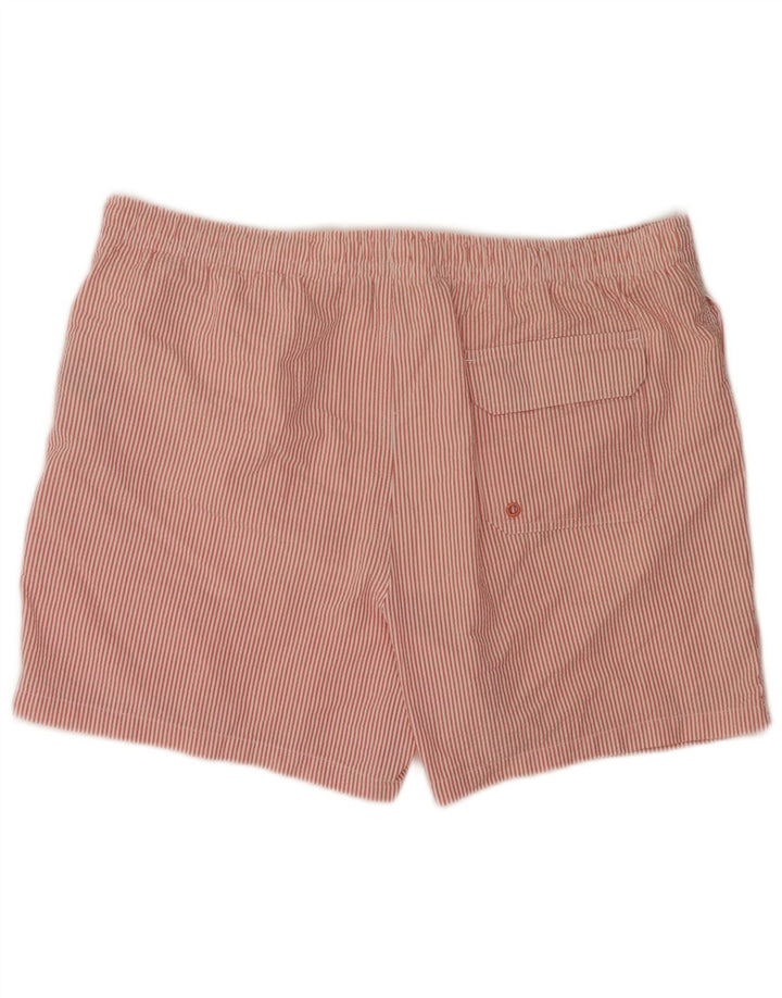 MARKS & SPENCER Badeshorts til mænd XL Rød nålestribet bomuld