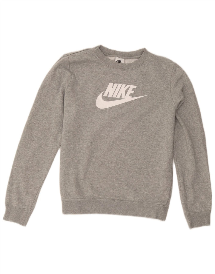 Nike Womens Graphic Oversized Sweatshirt Jumper UK 10 Small Grey Bomuld