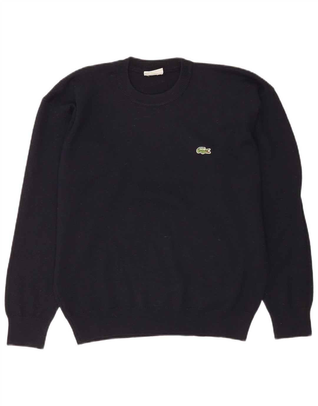 Lacoste Herre Crew Neck Jumper Sweater Størrelse 4 Medium Navy Blue Uld