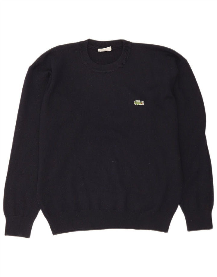 Lacoste Herre Crew Neck Jumper Sweater Størrelse 4 Medium Navy Blue Uld