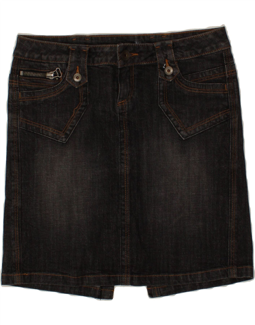 BENETTON Womens Denim Skirt IT 44 Medium W34  Black Cotton Vintage Benetton and Second-Hand Benetton from Messina Hembry 