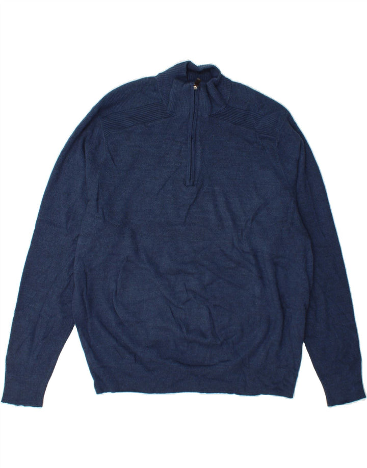 DOCKERS Mens Zip Neck Jumper Sweater Large Navy Blue Acrylic Vintage Dockers and Second-Hand Dockers from Messina Hembry 