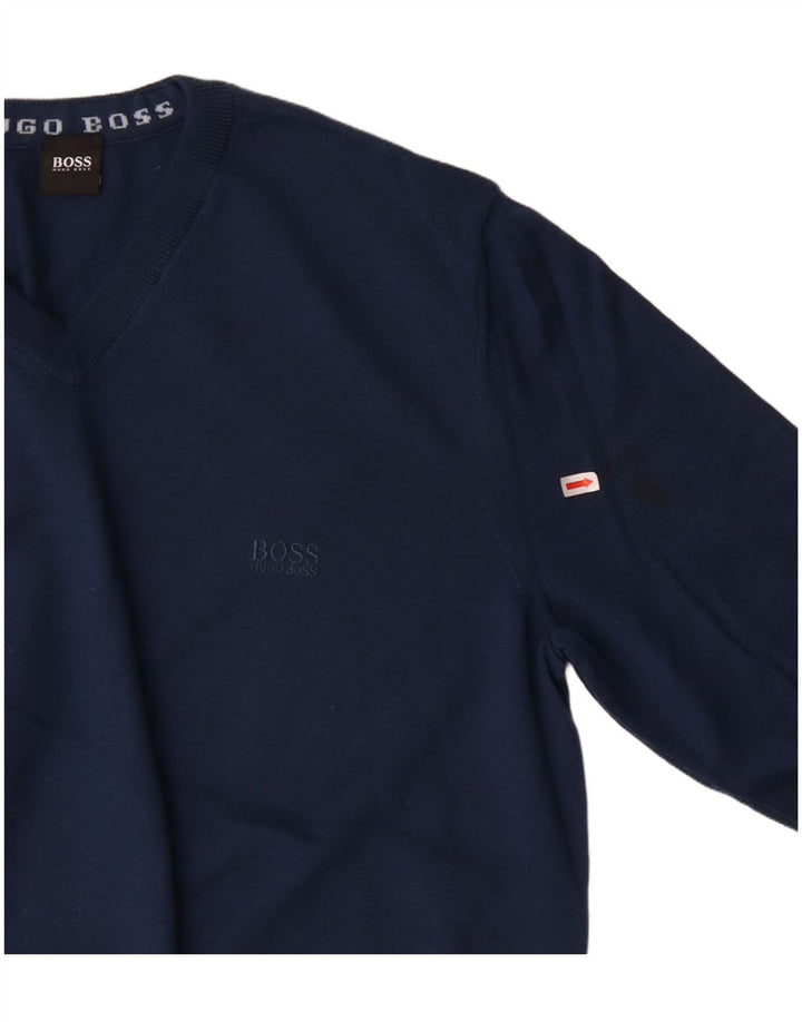 HUGO BOSS Herre V-hals sweater XL Marineblå Uld