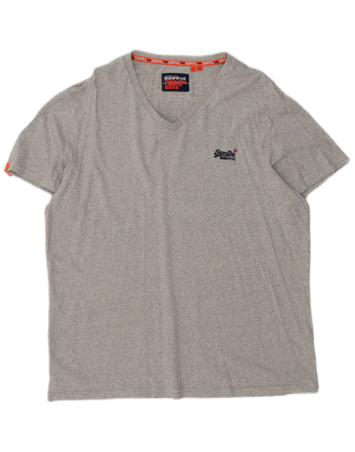 Superdry T-shirt top til kvinder 3XL gråstribet bomuld
