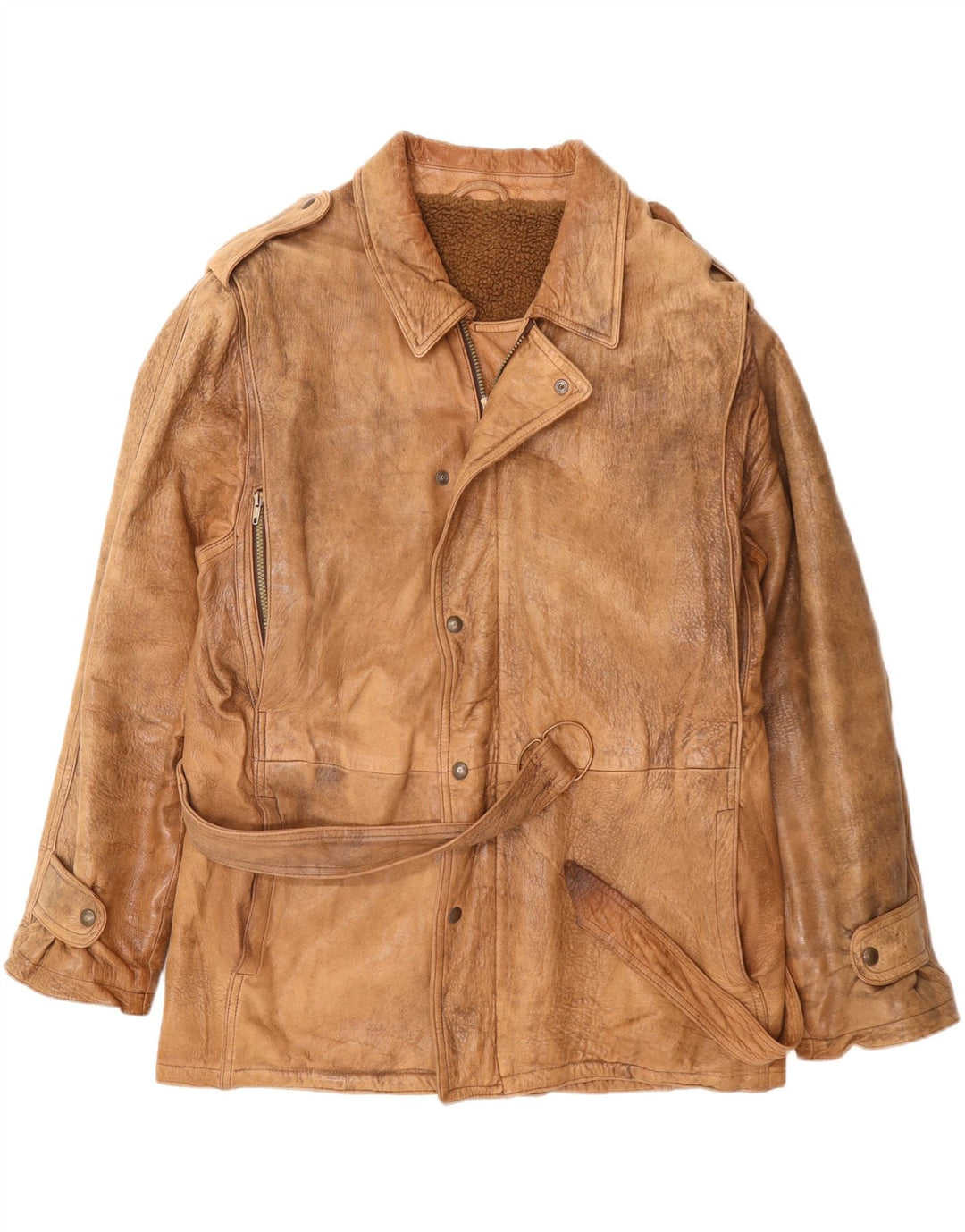 VINTAGE Military Læderjakke til mænd UK 42 XL Beige