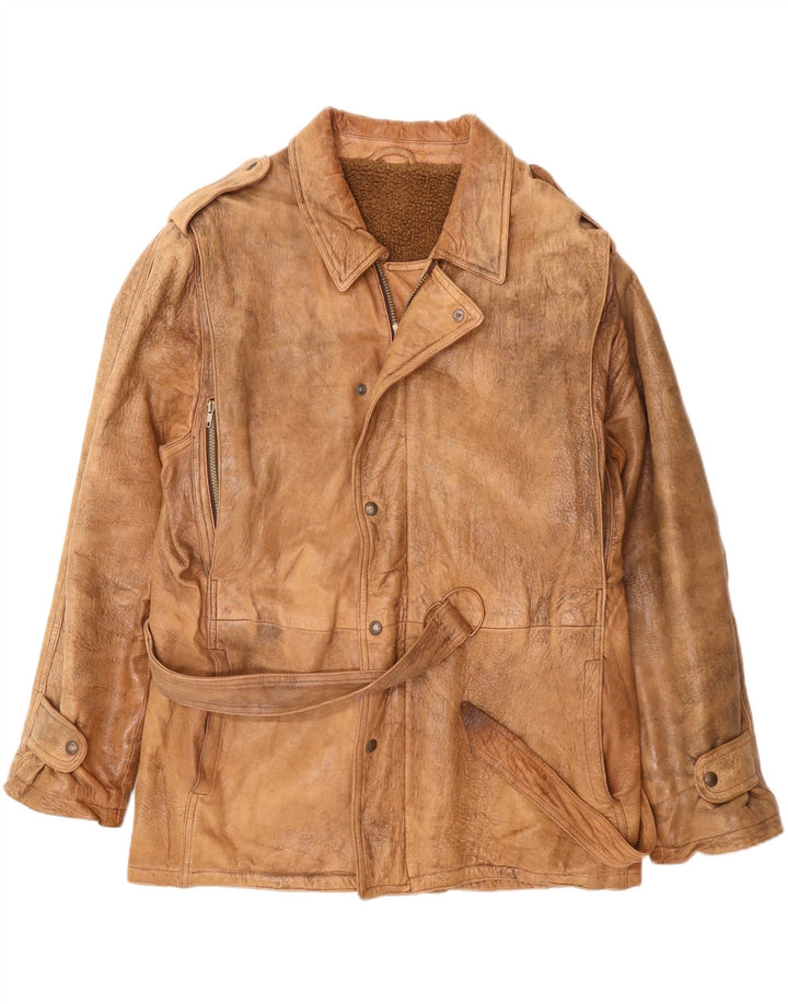 VINTAGE Military Læderjakke til mænd UK 42 XL Beige