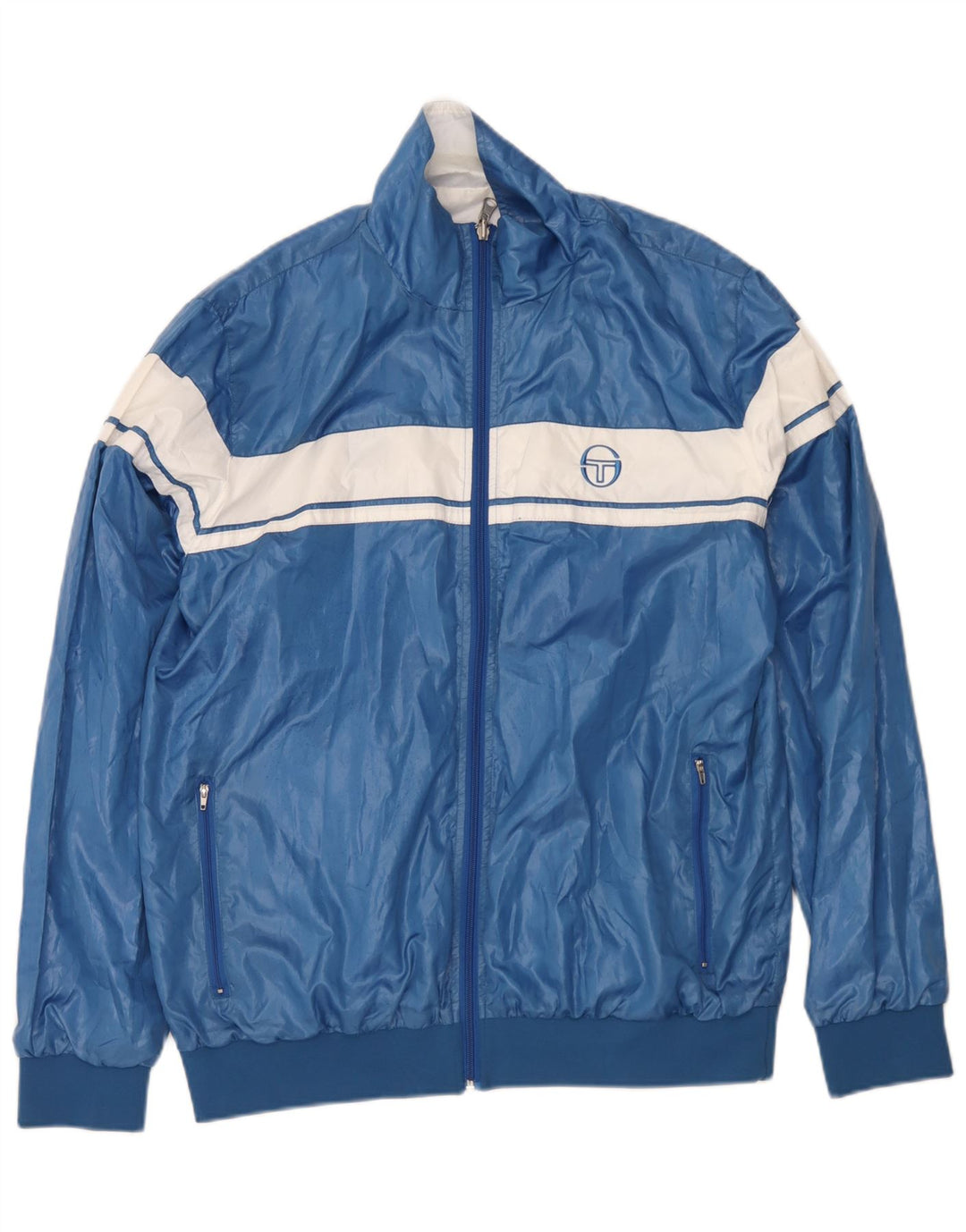 Sergio Tacchini Herre vendbar jakke UK 42 XL Blå Colourblock Polyester