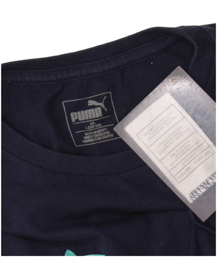PUMA drenge grafisk t-shirt top 14-15 år stor marineblå bomuld