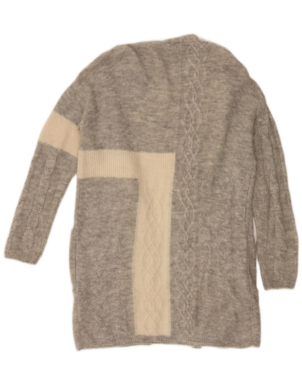 Topshop Womens Longline Oversized Cardigan Sweater UK 4 XS Grey Colourblock