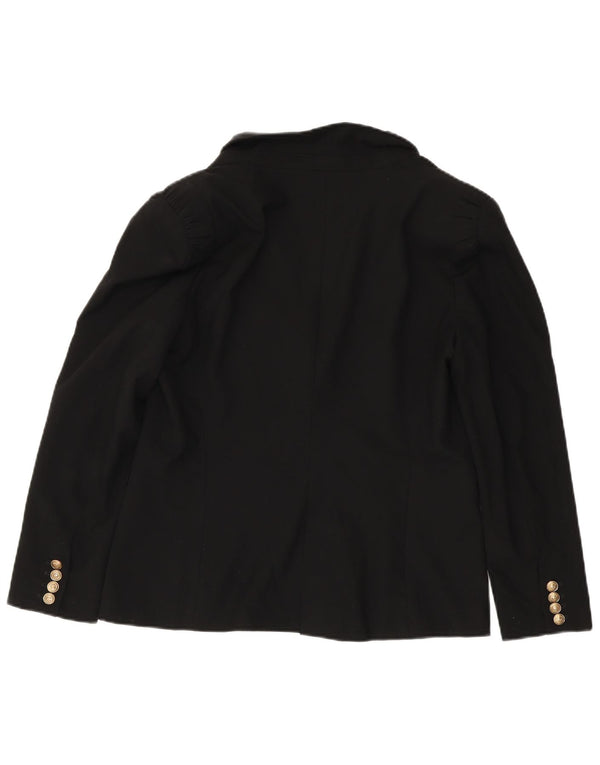 Zara Dame 1 Knap Blazer Jacket UK 18 XL Sort Polyester