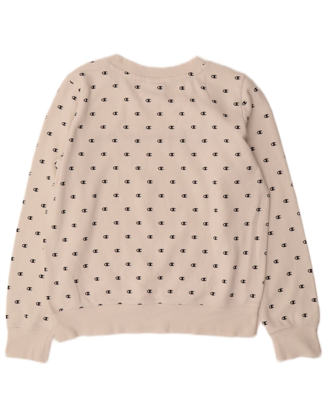 CHAMPION Graphic Sweatshirt Jumper UK 14 Medium White Bomuld