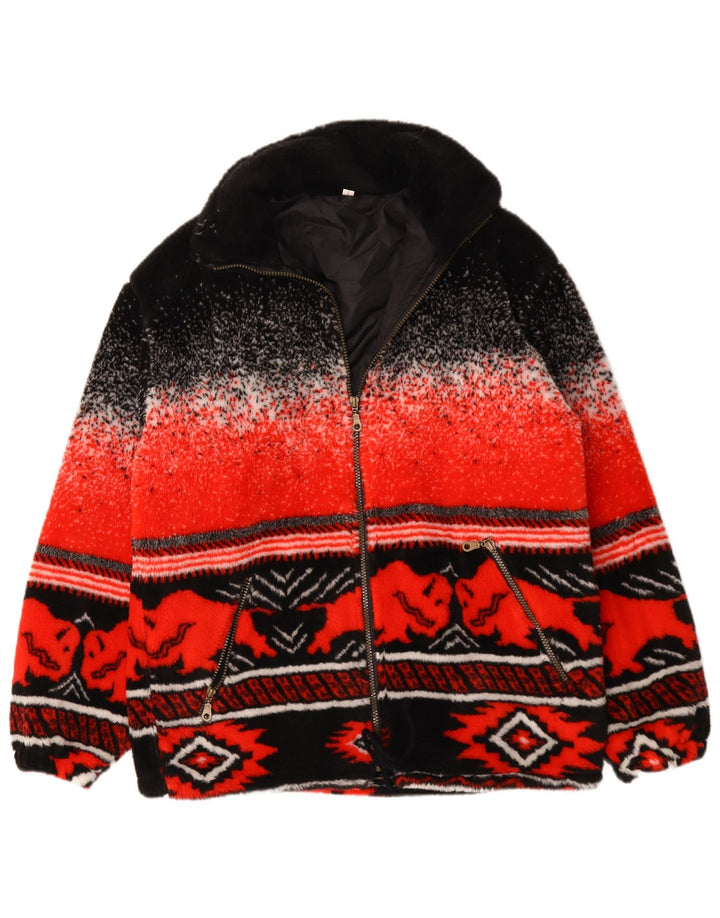 Vintage herre cardigan sweater UK 38 Medium Red Fair Isle