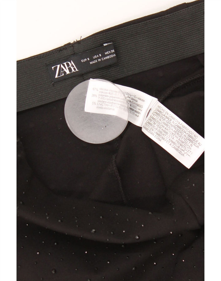Zara Womens Leggings UK 10 Small Black Viscose